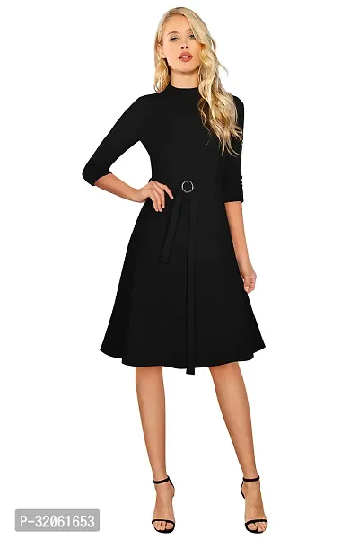 Stylish Knitted Polyester Solid Dress For Women