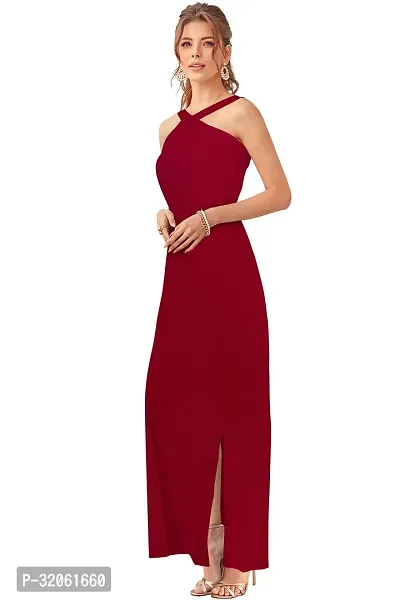 Stylish Knitted Polyester Solid Dress For Women-thumb2