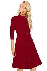 Stylish Knitted Polyester Solid Dress For Women-thumb1