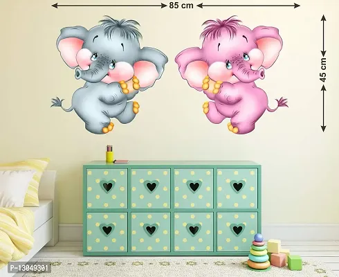 Tuffuk Cute Elephant Multi Large |Self Adhesive | Wall Stickers | PVC Vinyl | Non-Reusable | Pack of 1 |(85 cm x 45 cm)FI3419-thumb2