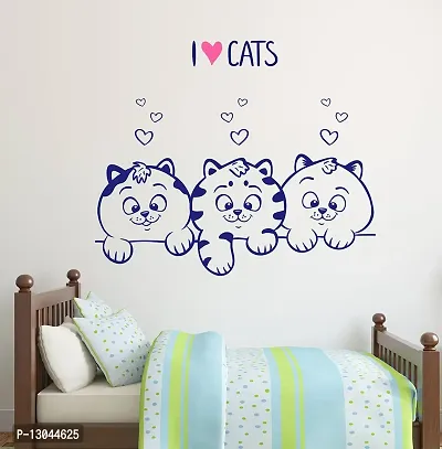 Tuffuk I Love Cats Multi Large |Self Adhesive | Wall Stickers | PVC Vinyl | Non-Reusable | Pack of 1 |(70 cm x 60 cm)FI2335