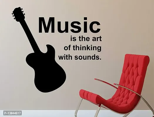 Tuffuk Music Guitar Black Large |Self Adhesive | Wall Stickers | PVC Vinyl | Non-Reusable | Pack of 1 |(75 cm x 70 cm)FI3260