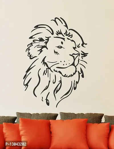 Tuffuk Lion Face | Wall Stickers | PVC Vinyl | Non-Reusable Sticker | Large Self Adhesive Sticker (Pack of 1)