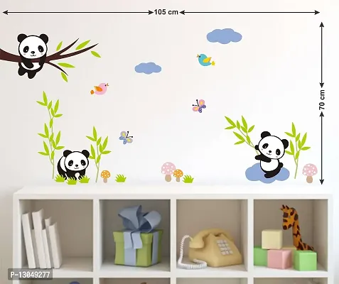 Tuffuk Panda Multi Large |Self Adhesive | Wall Stickers | PVC Vinyl | Non-Reusable | Pack of 1 |(60 cm x 50 cm)FI2119