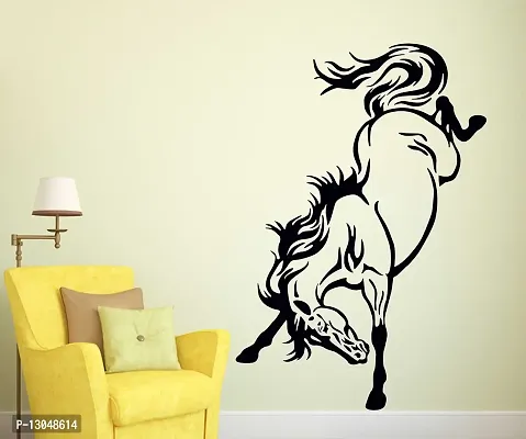 Tuffuk Black Horse Black Large |Self Adhesive | Wall Stickers | PVC Vinyl | Non-Reusable | Pack of 1 |(55 cm x 80 cm)FI2849-thumb2