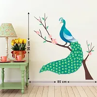 Tuffuk Beautiful Peacock Multi Large |Self Adhesive | Wall Stickers | PVC Vinyl | Non-Reusable | Pack of 1 |(85 cm x 90 cm)FI3645-thumb1