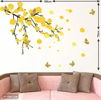 Tuffuk Yellow Tree | Wall Stickers | PVC Vinyl | Non-Reusable Sticker | Large Self Adhesive Sticker (Pack of 1)-thumb2