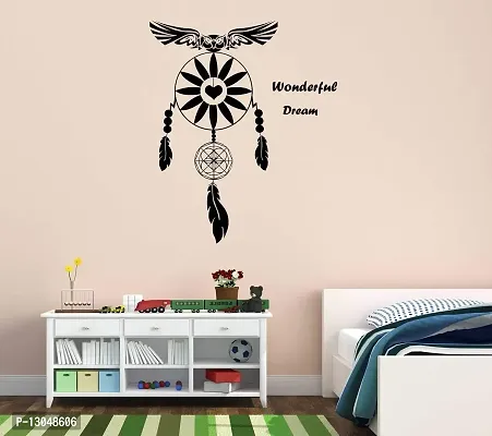 Tuffuk Wonderful Dream Catcher Black Large |Self Adhesive | Wall Stickers | PVC Vinyl | Non-Reusable | Pack of 1 |(80 cm x 95 cm)FI3246