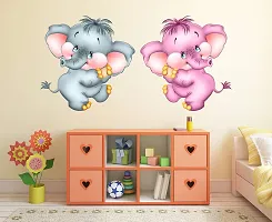 Tuffuk Cute Elephant Multi Large |Self Adhesive | Wall Stickers | PVC Vinyl | Non-Reusable | Pack of 1 |(85 cm x 45 cm)FI3419-thumb2