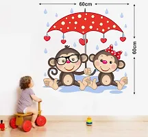 Tuffuk Monkeys Multi Large |Self Adhesive | Wall Stickers | PVC Vinyl | Non-Reusable | Pack of 1 |(60 cm x 60 cm)FI2454-thumb1