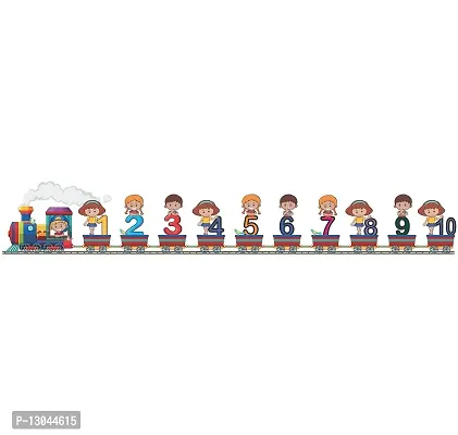 Tuffuk Kids 123 Train Multi Extra Large PVC Vinyl Wallsticker for Home Decorations (160 cm x 30 cm)6TZ013-thumb2