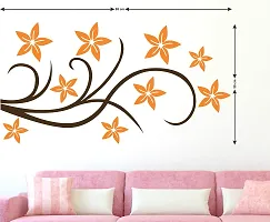 Tuffuk Orange Flower | Wall Stickers | PVC Vinyl | Non-Reusable Sticker | Large Self Adhesive Sticker (Pack of 1)-thumb1