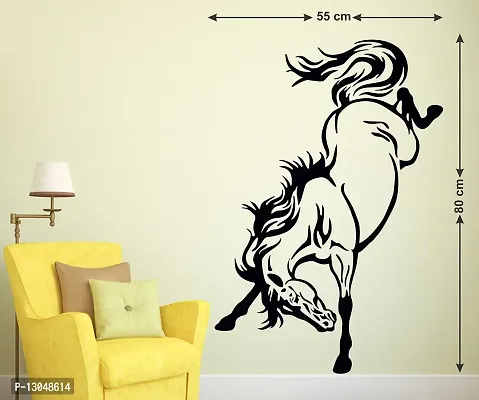 Tuffuk Black Horse Black Large |Self Adhesive | Wall Stickers | PVC Vinyl | Non-Reusable | Pack of 1 |(55 cm x 80 cm)FI2849