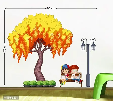 Tuffuk Little Couple Multi Extra Large PVC Vinyl Wallsticker for Home Decorations(90 cm x 70 cm)6TZ059-thumb0