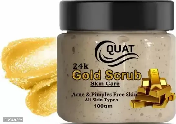 Quat 24K Gold Scrub For Skin Polishing, Deep Cleansing,Oil Control, Blackhead Removel Scrub Moisturizes Face Treatment Brightening Exfoliating Facial Scrub ,Skin Toning, Smoothen, Beauty Skin And Body Scrub In Scrub. Scrubnbsp;nbsp;100 G-thumb0