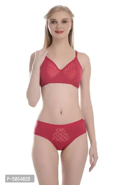 Buy Bridal Designer Pink Cotton Net Self Pattern Bra And Panty Set