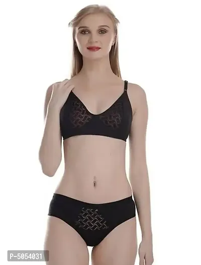 Buy Bridal Designer Cotton Net Self Pattern Bra And Panty Set For