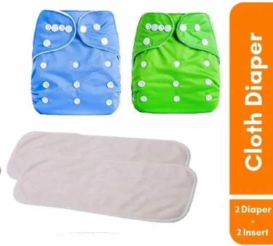 Washable & Adjustable Packs Of 2 Cloth Diapers With Inserts For Babies