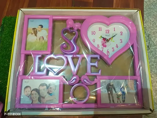 Plastic 5 inch Lavender Photo Frame Clock For Gift