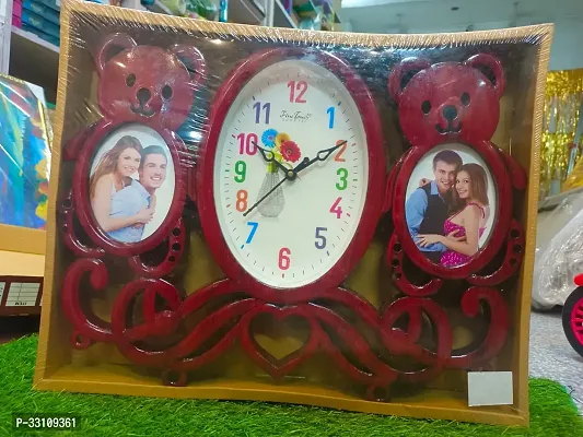 Plastic Photo Frame Clock with 2 Photos