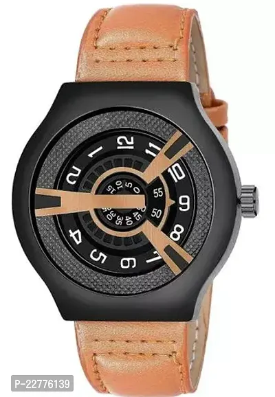 Stylish Brown Genuine Leather Other Watches For Men