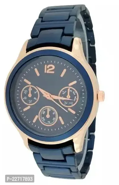 Stylish Blue Metal Analog Watches For Women