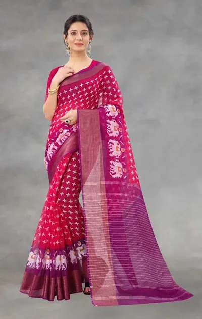 Trending Cotton Printed Saree with Blouse piece