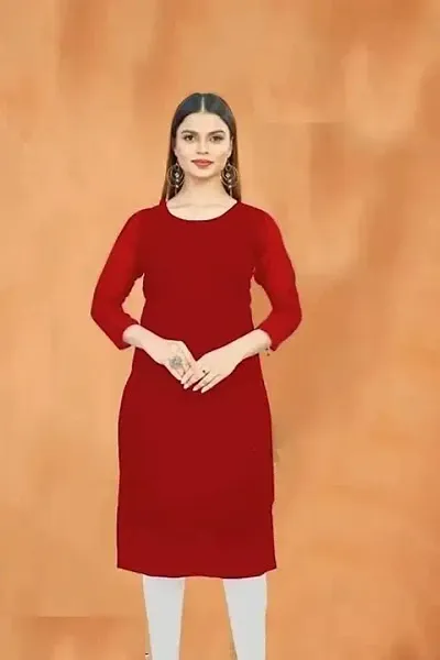 Elegant Rayon Solid Round Neck Kurta For Women