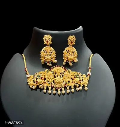 Stylish Golden Brass Jewellery Set For Women