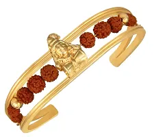 Charms Rudraksh Gold Shiva Cuff Kada Bracelet for Men-thumb1
