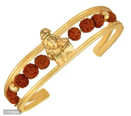 Charms Rudraksh Gold Shiva Cuff Kada Bracelet for Men-thumb2