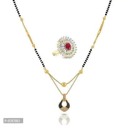 Charms Combo of Gold Plated Alloy Mangalsutra  Ring for Women/Girls-thumb0