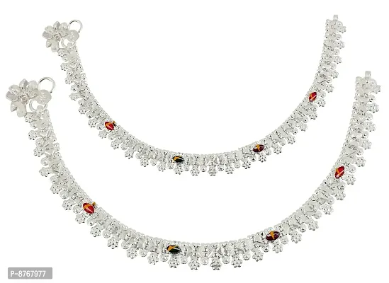 Charms Silver Plated Traditional Anklets for Women  Girls Stylish