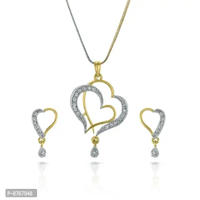 Charms Dazzling American Diamond Gold Plated Necklace Set for Women/Girls