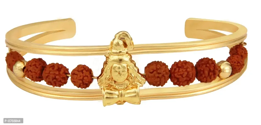 Charms Rudraksh Gold Shiva Cuff Kada Bracelet for Men-thumb0