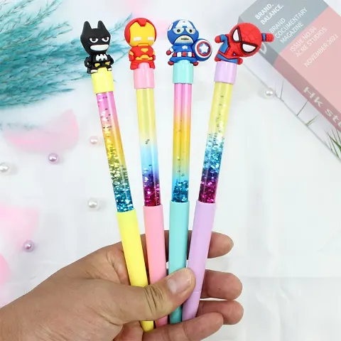 Water Glitter Gel pen beautiful/Glitter Pens/ Stylus Pen/Gift Pen/Bithday Gift/3D Fancy Pen Water Glitter Cute Stylish Pen School Stationery for Kids Boys  Girls (Pack Of 4)