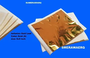 SUMERA WARQ Gold Leaf Sheets for Imitation Gold Leaf use for Painting decoration designing 5x5 inch 20 sheets-thumb2