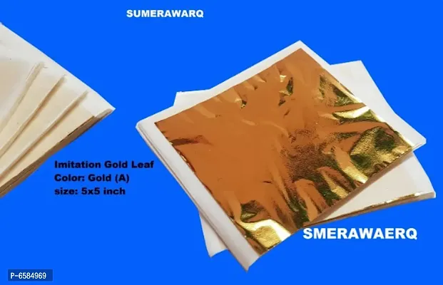 SUMERA WARQ Gold Leaf Sheets for Imitation Gold Leaf use for Painting decoration designing 5x5 inch 20 sheets-thumb3