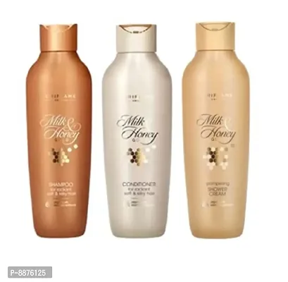 Shampoo  Conditioner and Shower Cream for Radiant, Soft  Silky Hair 250ML each (MILK  HONEY GOLD by Oriflame) (combo)-thumb0