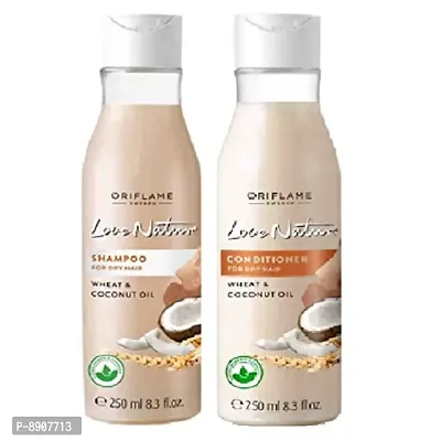 Shampoo  Conditioner for Dry Hairs Wheat  Coconut Oil 250ML Each (LOVE NATURE by Oriflame) (combo)-thumb0