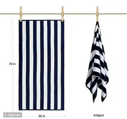 Plush Oversized Beach Towel - Fluffy Cotton 36 x 70 Inch Striped Pool Large Cabana Towel-thumb3