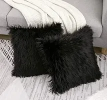 Luxurious Black Faux Fur Cushion Covers ndash; 20x20 Inch Pack of 2-thumb3