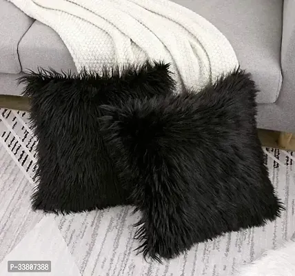 Luxurious Black Faux Fur Cushion Covers ndash; 20x20 Inch Pack of 2-thumb4