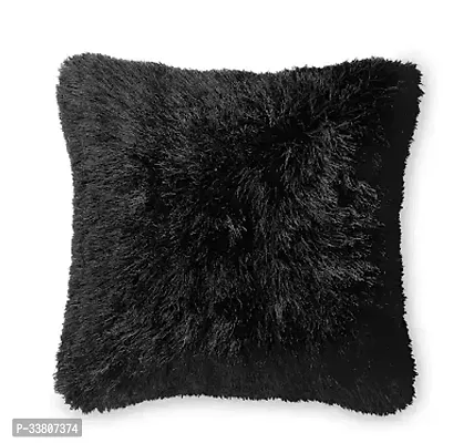 Black Faux Fur Cushion Covers 12x12 Inch  Pack of 2-thumb4