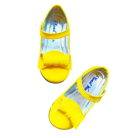 Planet Wear Girls Kids Bellies New Stylish Rolled Bow Casual Bellies Sandals for Girls Kids TPR Sole Color Bellies for Kids Girls