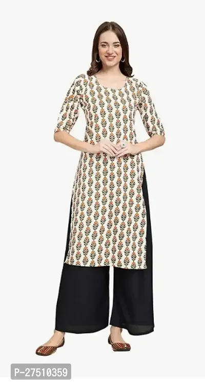 Stylish Cream Cotton Straight Printed Kurti For Women-thumb0