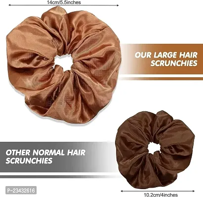 QVARKY 3 set Satin silk Scrunchies| 3 Pcs Regular Scrunchies - Silk Satin Scrunchies for Hair - Scrunchy for Thick Hair- Silk hair ties for Women, girls, lady and children (PATTERN 2)-thumb4
