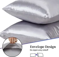 QVARKY Premium Satin Silk Pillow Covers Pillowcase for Hair and Skin 2 Pack Satin Pillowcase with Envelope Closure Cool Super Soft and Luxury (Silver Grey)-thumb4