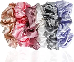 QVARKY 3 set Satin silk Scrunchies| 3 Pcs Regular Scrunchies - Silk Satin Scrunchies for Hair - Scrunchy for Thick Hair- Silk hair ties for Women, girls, lady and children (PATTERN 1)-thumb4