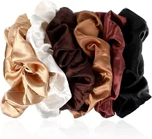 QVARKY 3 set Satin silk Scrunchies| 3 Pcs Regular Scrunchies - Silk Satin Scrunchies for Hair - Scrunchy for Thick Hair- Silk hair ties for Women, girls, lady and children (PATTERN 2)-thumb2